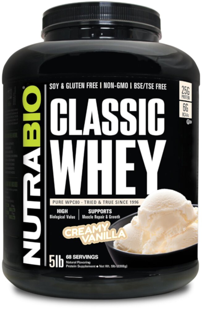 Classic Whey Protein Creamy Vanilla -- 80 oz (Унции) NutraBio