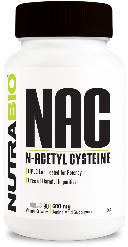 NutraBio N-ацетил-цистеин NAC — 600 мг — 90 растительных капсул NutraBio
