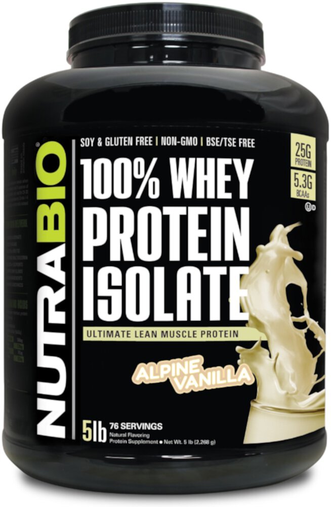 Whey Protein Isolate 5lb Alpine Vanilla -- 75 Servings (Порции) NutraBio