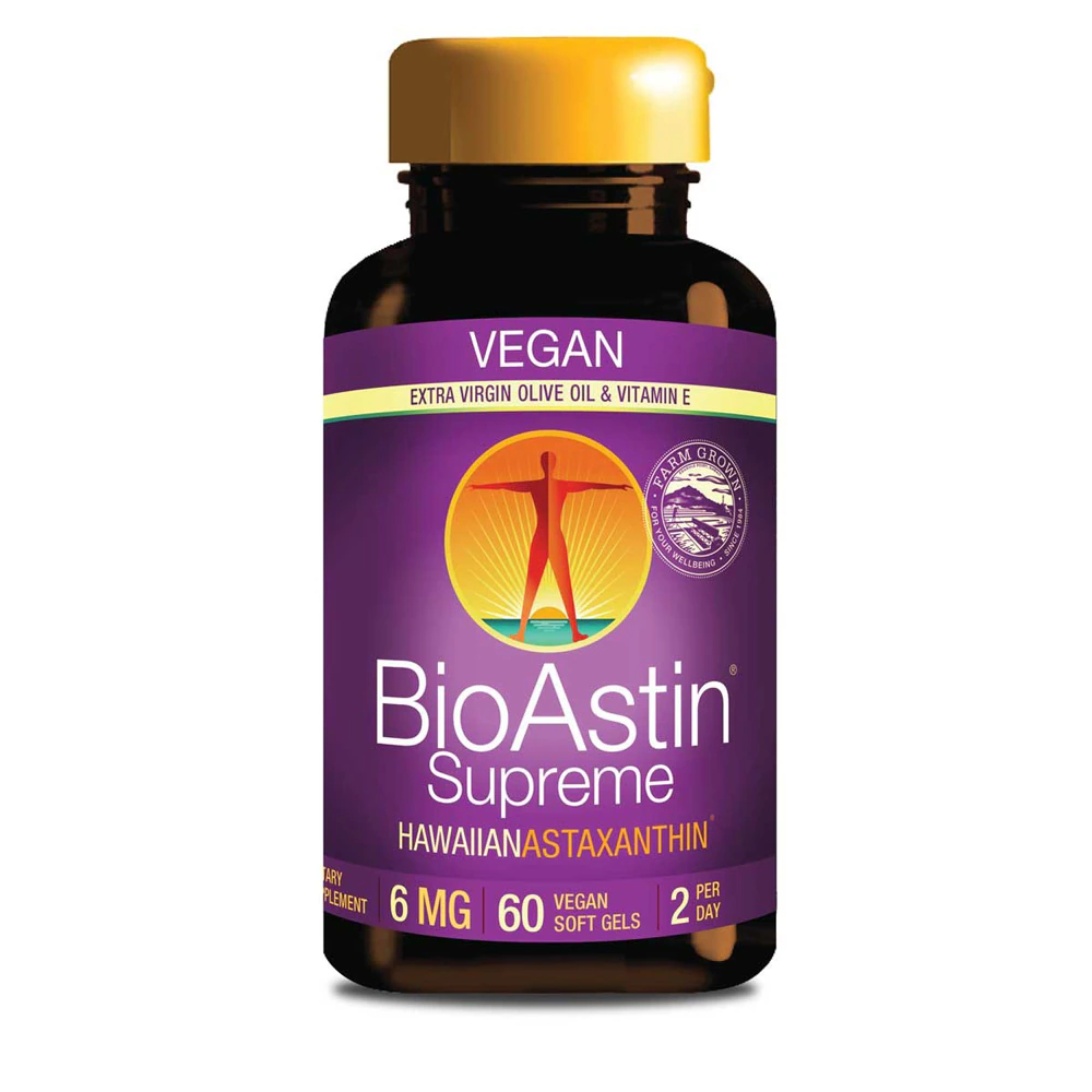 BioAstin Supreme Hawaiian Astaxanthin Vegan Formula -- 6 mg - 60 Vegan Softgels (Мягкие капсулы) Nutrex Hawaii