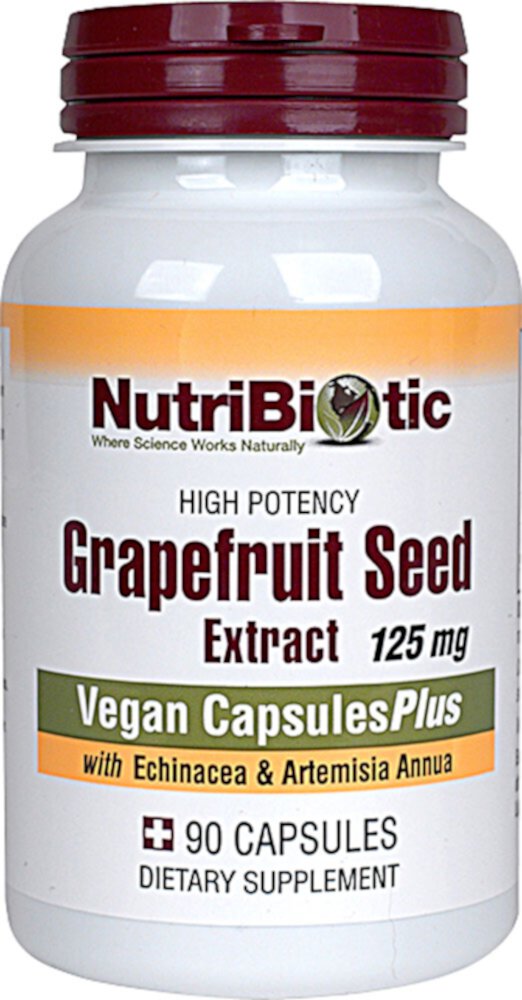 Экстракт косточек грейпфрута NutriBiotic – 125 мг – 90 вегетарианских капсул NutriBiotic