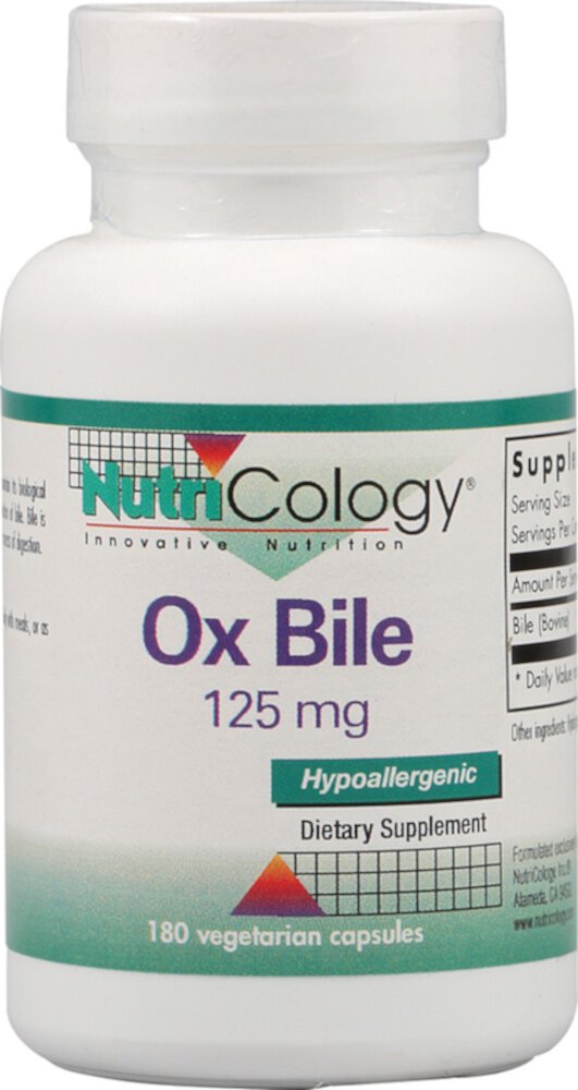 Ox Bile -- 125 mg - 180 Vegetarian Capsules (Вегетарианские капсулы) Nutricology