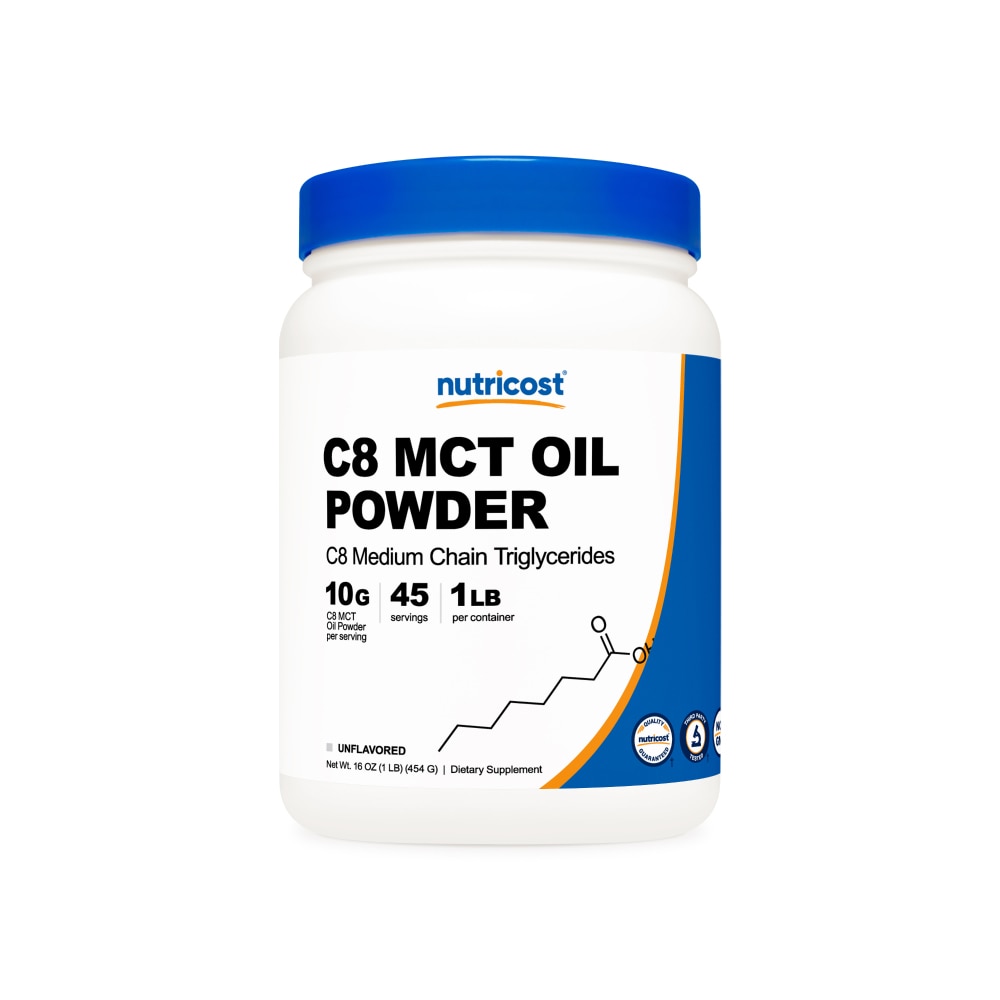 C8 MCT Oil Powder (Порошок) Unflavored (Без вкуса) -- 1 lb (Фунты) Nutricost