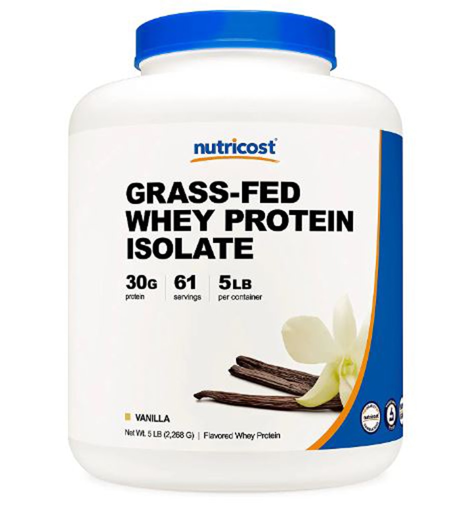Изолят сывороточного протеина травяного откорма, ваниль — 5 фунтов Nutricost