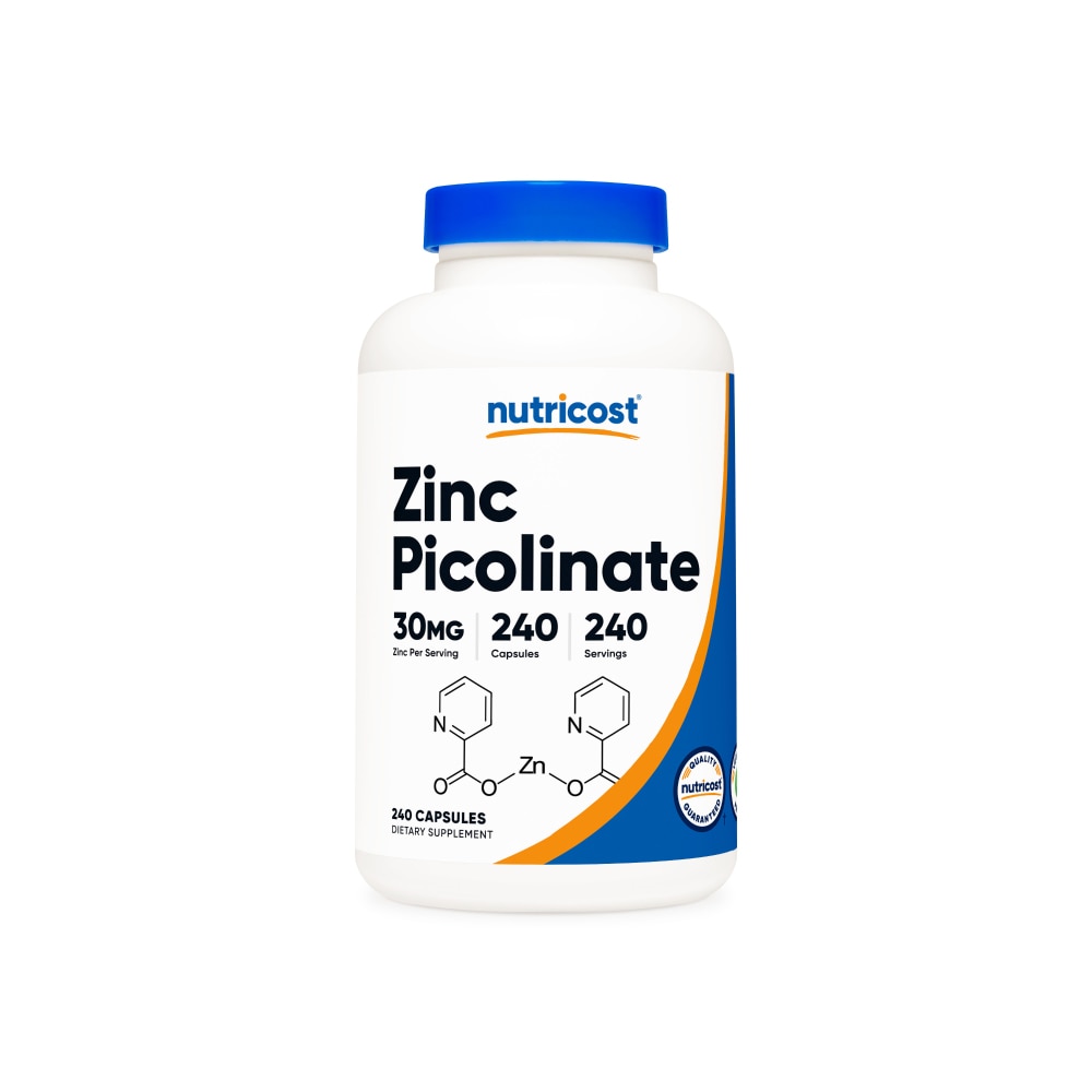 Пиколинат цинка Nutricost — 30 мг — 240 капсул Nutricost