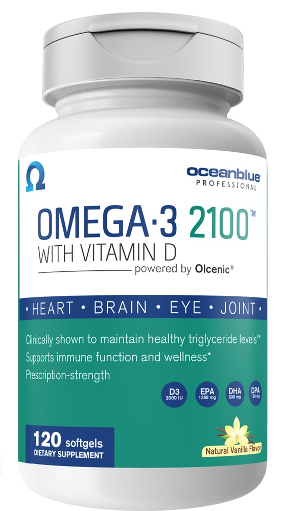 Professional Omega-3 2100 with Vitamin D Natural Vanilla -- 120 Softgels (Мягкие капсулы) Oceanblue