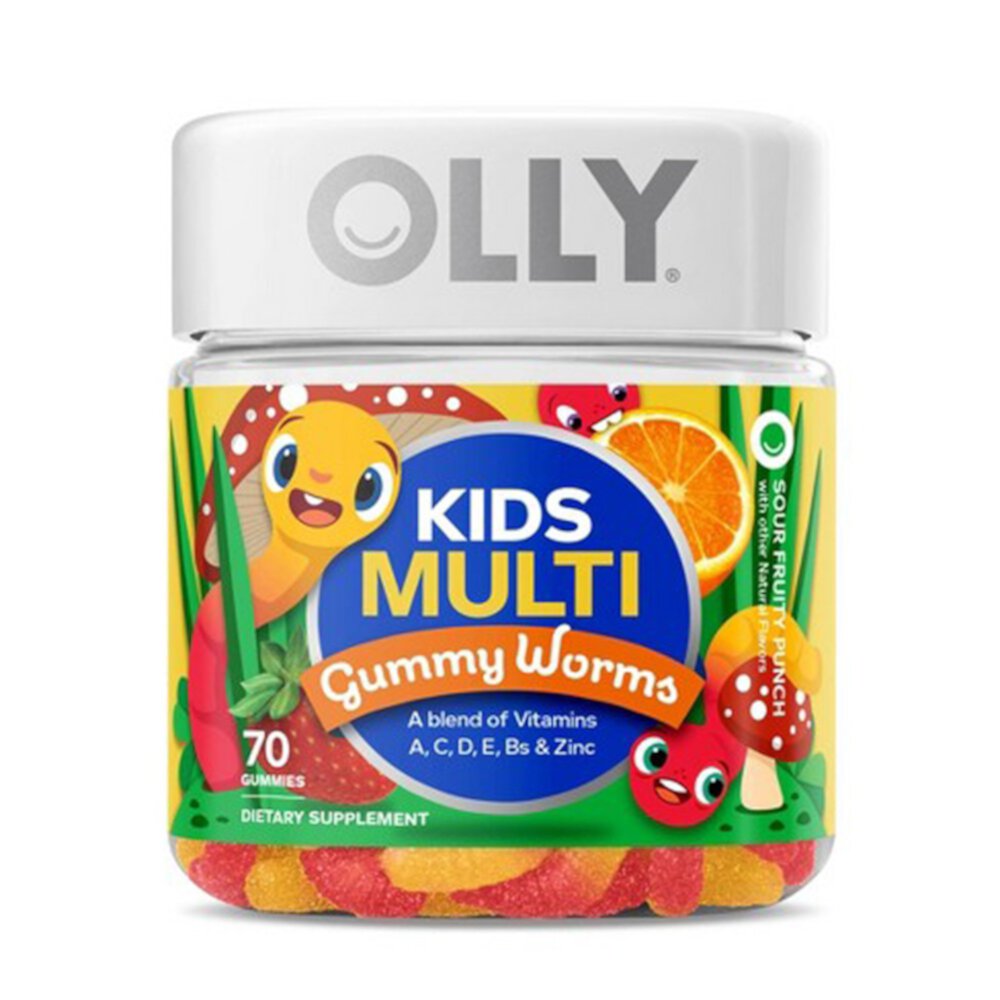 Kids Multi Gummy Worms Sour Fruity Punch -- 70 Gummies (Жевательные конфеты) OLLY