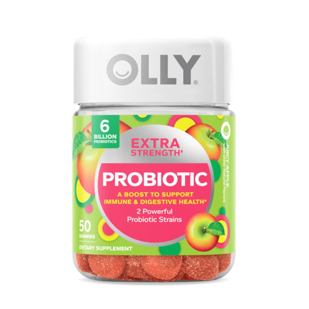 Probiotic Extra Strength Juicy Apple -- 50 Gummies (Жевательные конфеты) OLLY