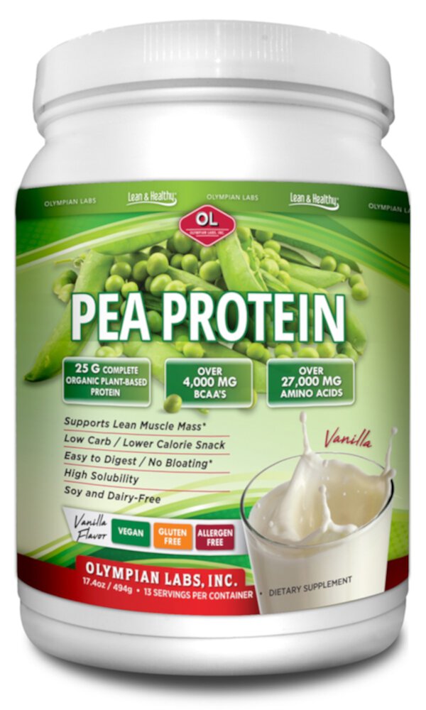 Lean and Healthy Pea Protein Vanilla -- 17.4 oz (Унции) Olympian Labs