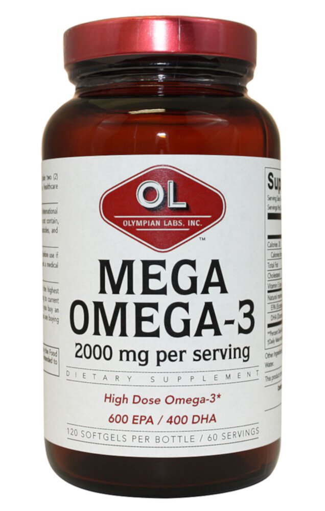 Mega Omega-3 Fish Oils -- 120 Softgels (Мягкие капсулы) Olympian Labs