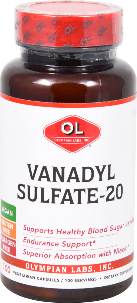 Vanadyl Sulfate with Niacin -- 20 mg - 100 Vegetarian Capsules (Вегетарианские капсулы) Olympian Labs