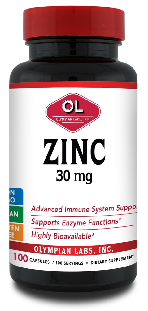 Zinc -- 30 mg - 100 Capsules (Капсулы) Olympian Labs