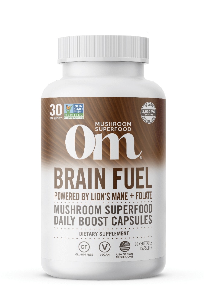 Brain Fuel Powered by Lion's Mane plus Folate -- 667 mg - 90 Vegetarian Capsules (Вегетарианские капсулы) OM