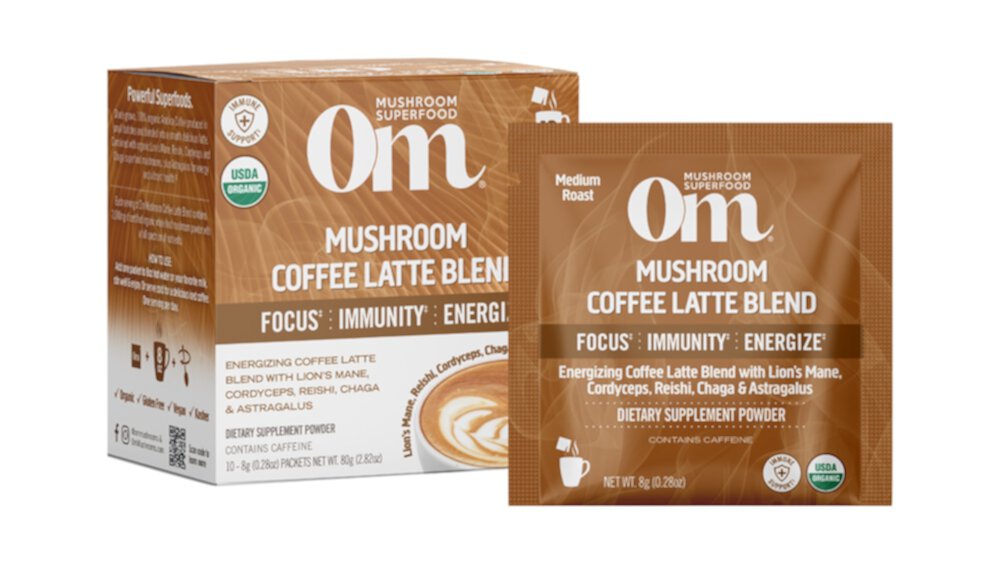 Mushroom Powered Coffee Latte Blend -- 10 Packets (Пакеты ) OM