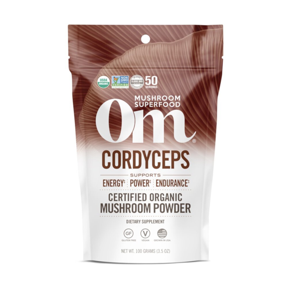 Organic Mushroom Nutrition Supplement Powder (Порошок) - Cordyceps -- 3.5 oz (Унции) OM