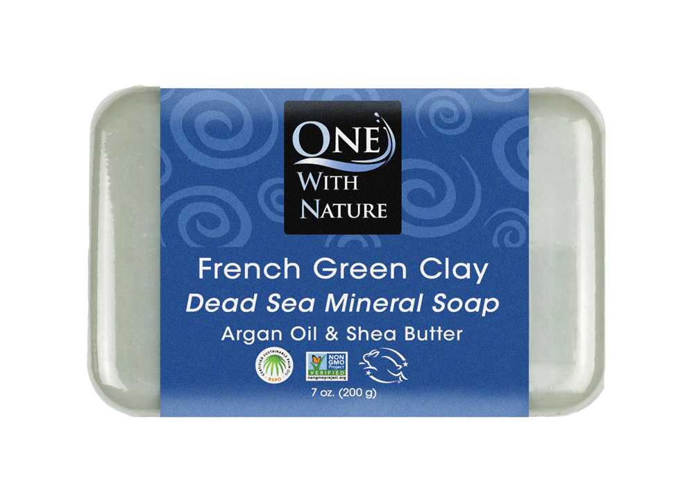 Минеральное мыло Мертвого моря с французской зеленой глиной — 7 унций One with Nature