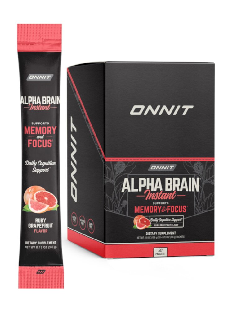 Alpha Brain Instant Drink Mix Powder Ruby Grapefruit -- 30 пакетов Onnit