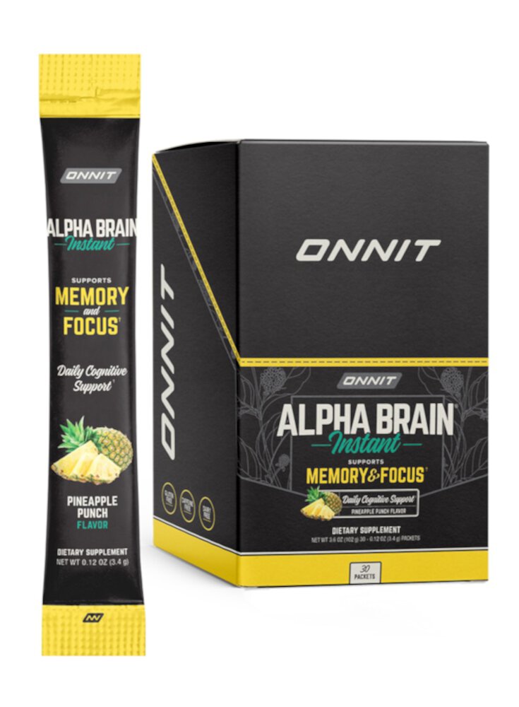 Alpha Brain Instant Drink Mix Powder (Порошок) Pineapple Punch -- 30 Packets (Пакеты ) Onnit