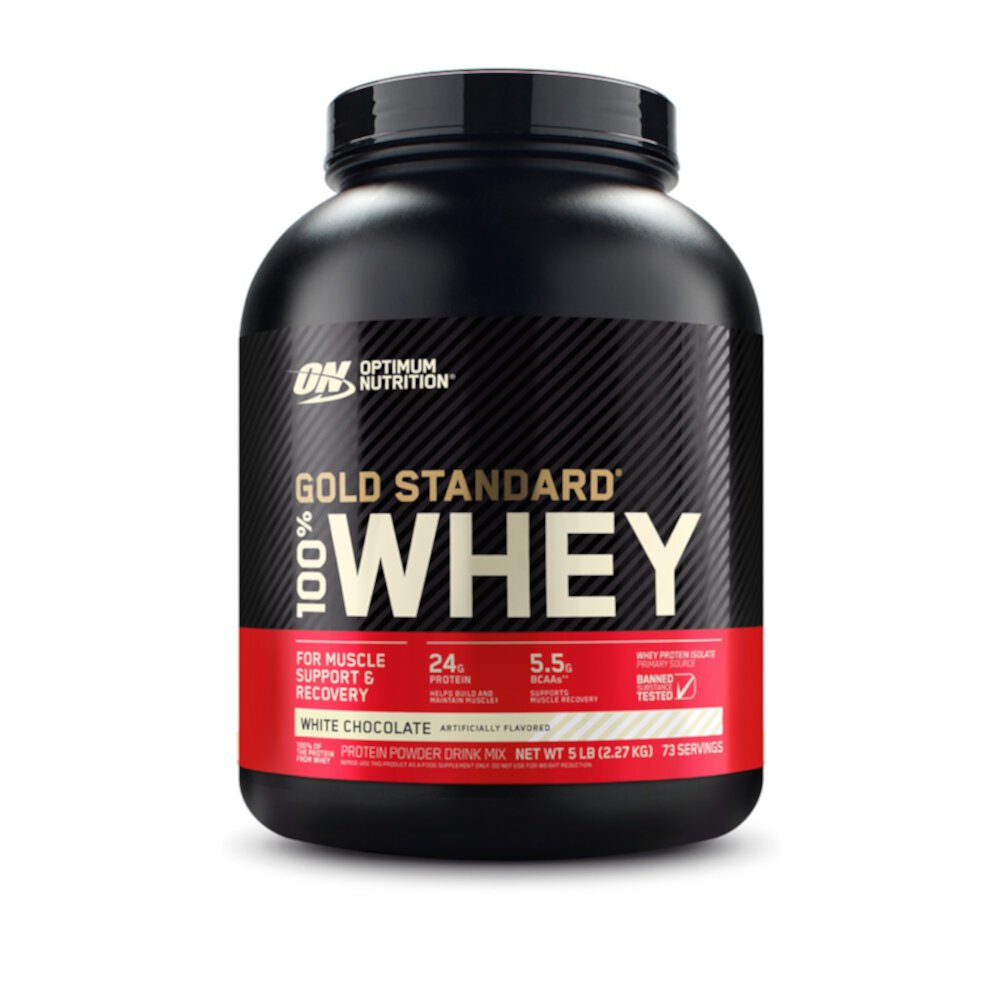 Gold Standard 100% Whey Protein Powder (Порошок) For Muscle Support and Recovery White Chocolate -- 73 Servings (Порции) Optimum Nutrition