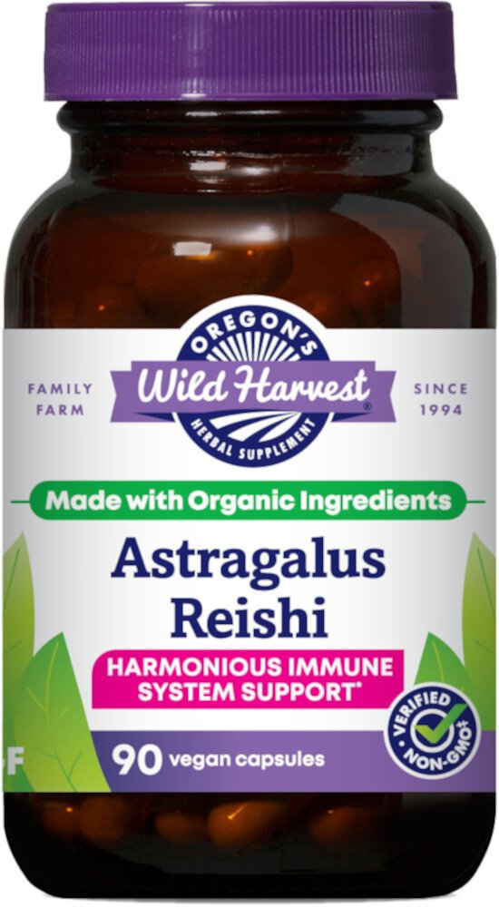 Organic Astragalus Reishi -- 90 Vegan Capsules (Веганские капсулы) Oregon's Wild Harvest