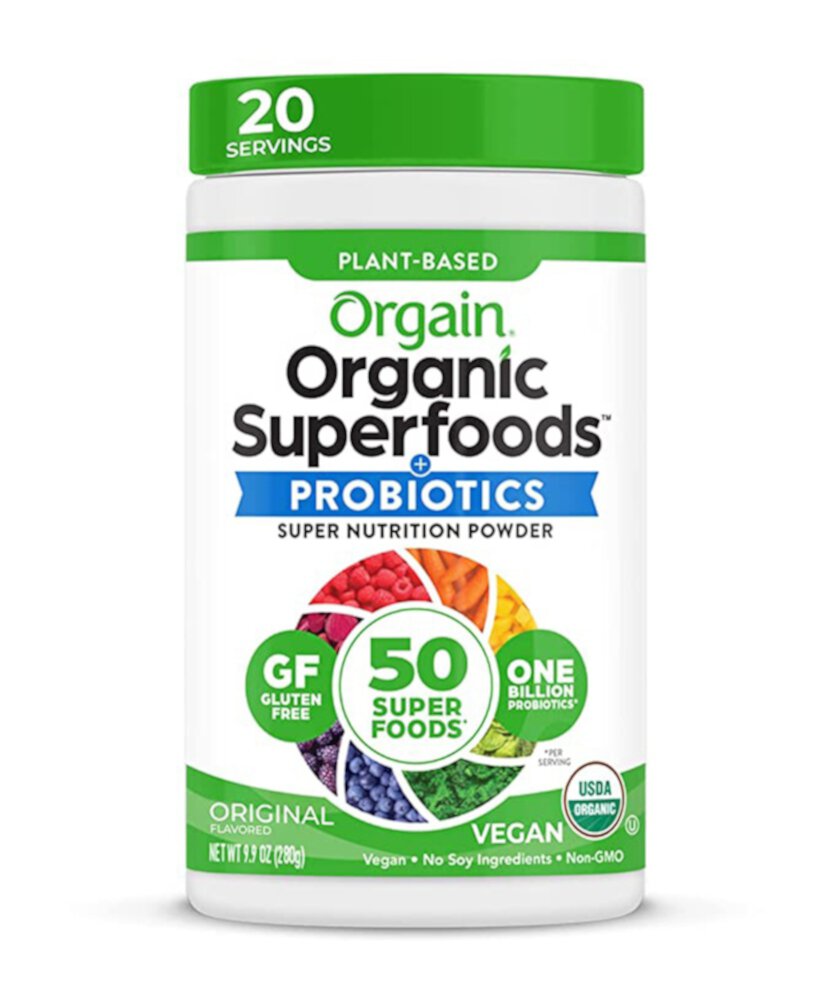 Веганская органическая зелень и 50 порошков суперпродуктов — 1B пробиотики Original — 0,62 фунта Orgain