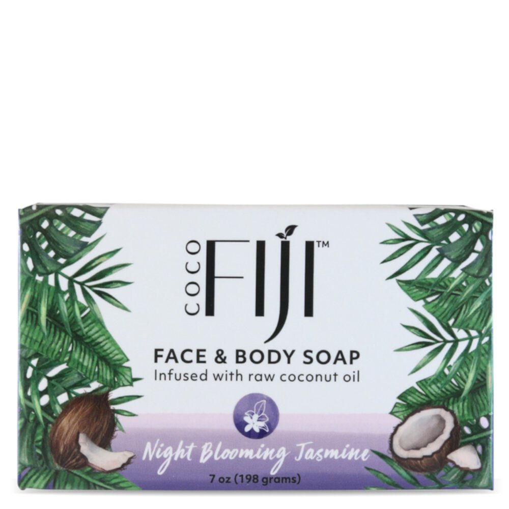 Органическое мыло Fiji для лица и тела с кокосовым маслом и ночным цветущим жасмином -- 7 унций Organic Fiji