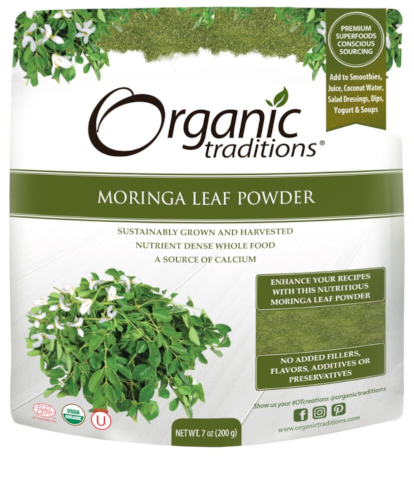 Moringa Leaf Powder (Порошок) -- 7 oz (Унции) Organic Traditions