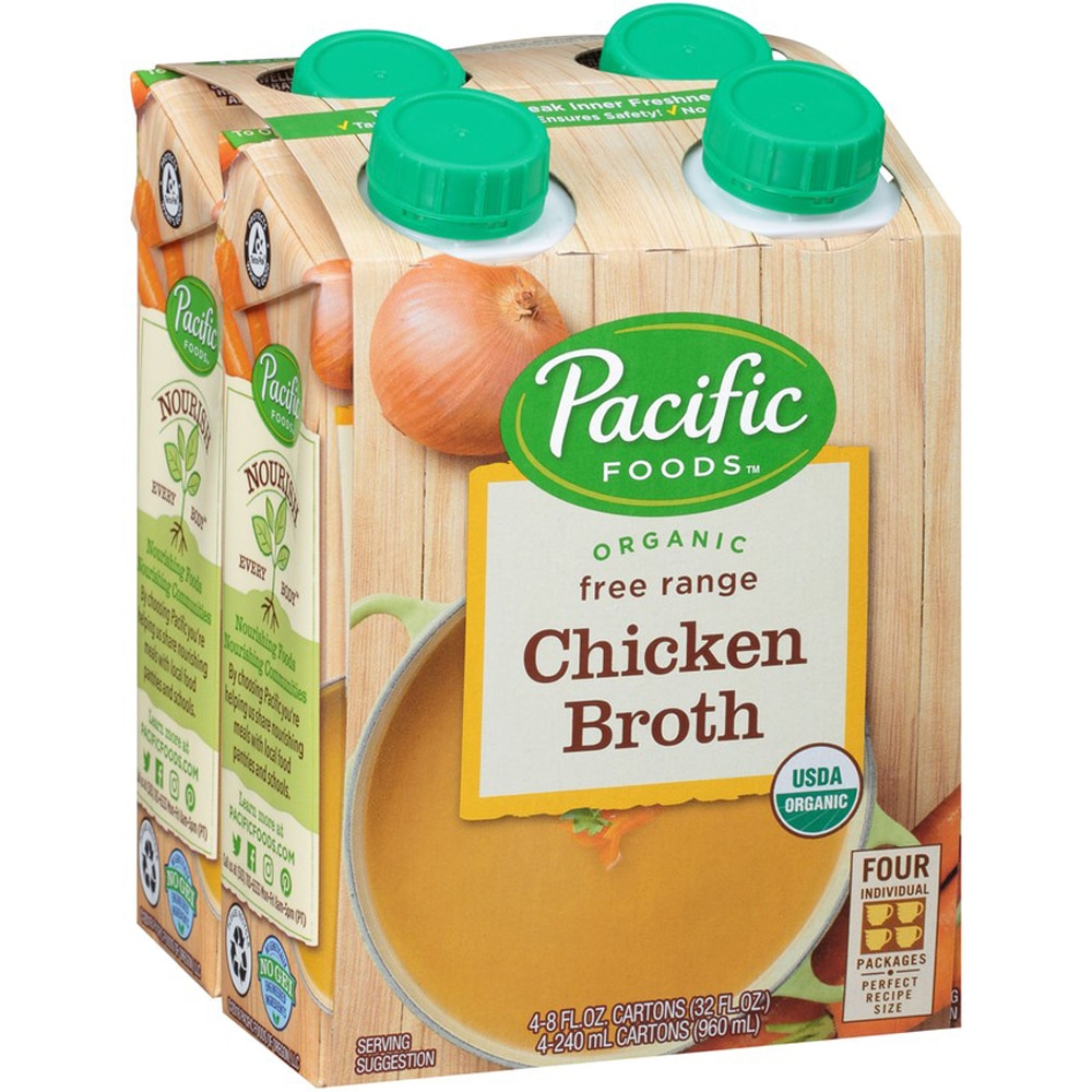 Organic Free Range Chicken Broth -- 8 fl oz (Жидкие унции) Each / Pack of 4 Pacific Foods