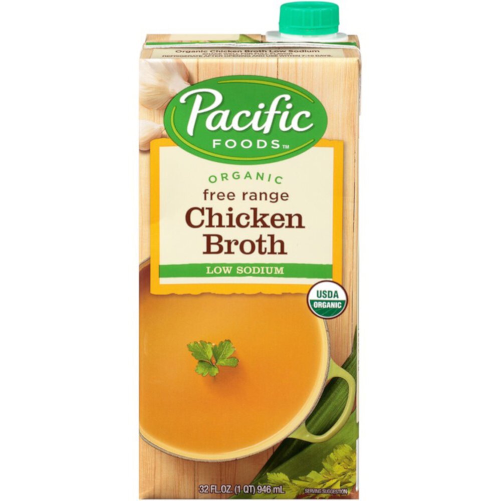 Organic Low Sodium Free Range Broth Chicken -- 32 oz (Унции) Pacific Foods