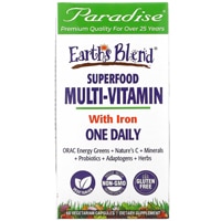 Earth's Blend Superfood Multivitamin with Iron -- 60 Vegetarian Capsules (Вегетарианские капсулы) Paradise Herbs