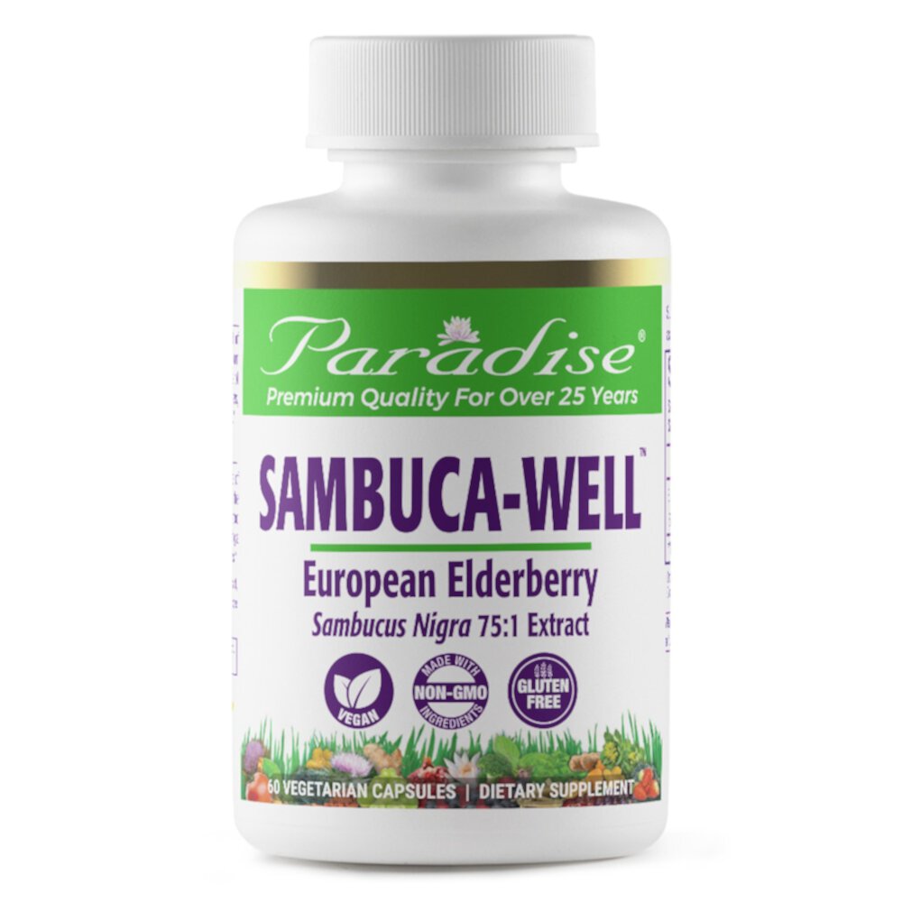 Sambuca-Well™ European Elderberry -- 60 Vegetarian Capsules (Вегетарианские капсулы) Paradise Herbs