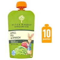 Peter Rabbit Organics Пюре из фруктов и овощей, яблочный горошек и шпинат - 4,4 унции каждое / упаковка из 10 шт. Peter Rabbit Organics