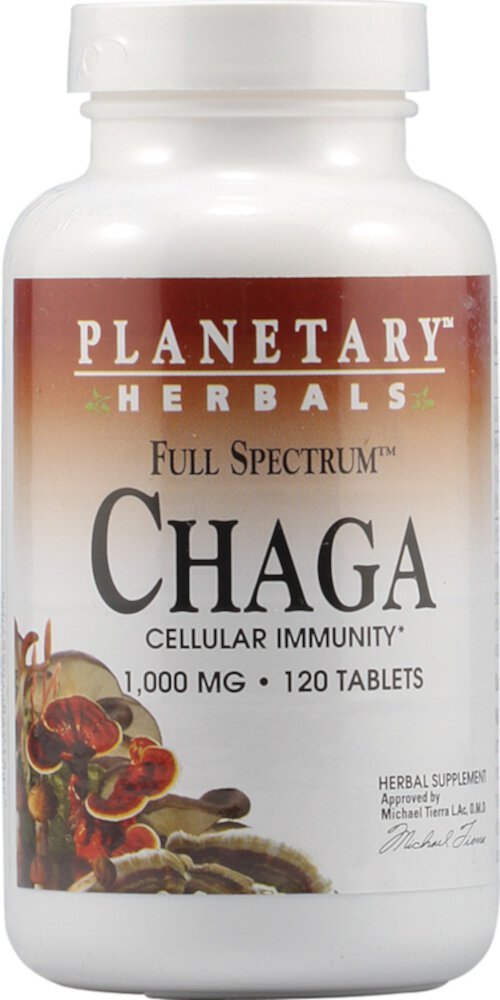Чага Full Spectrum™, 1000 мг, 120 таблеток Planetary Herbals