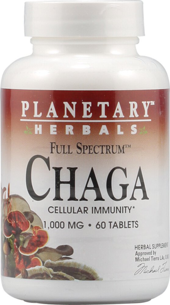 Чага Full Spectrum™, 1000 мг, 60 таблеток Planetary Herbals