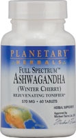 Ashwagandha Full Spectrum™ - 570 мг - 60 таблеток - Planetary Herbals Planetary Herbals