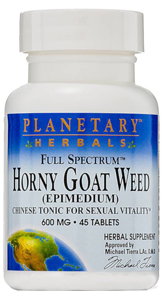 Planetary Herbals Full Spectrum™ Horny Goat Weed — 600 мг — 45 таблеток Planetary Herbals