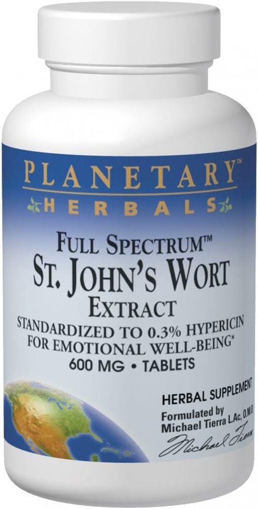 Экстракт зверобоя Planetary Herbals Full Spectrum™ — 600 мг — 120 таблеток Planetary Herbals