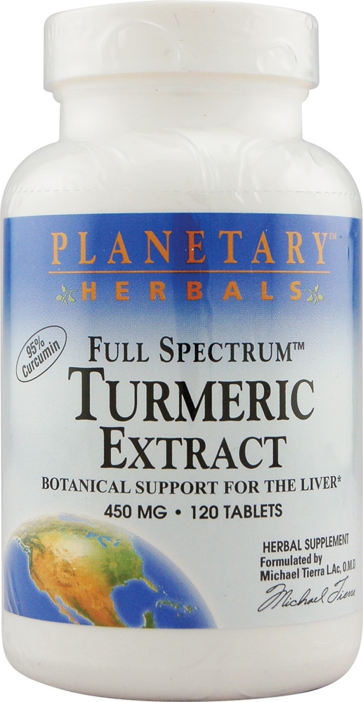 Экстракт куркумы Planetary Herbals Full Spectrum™ — 450 мг — 120 таблеток Planetary Herbals