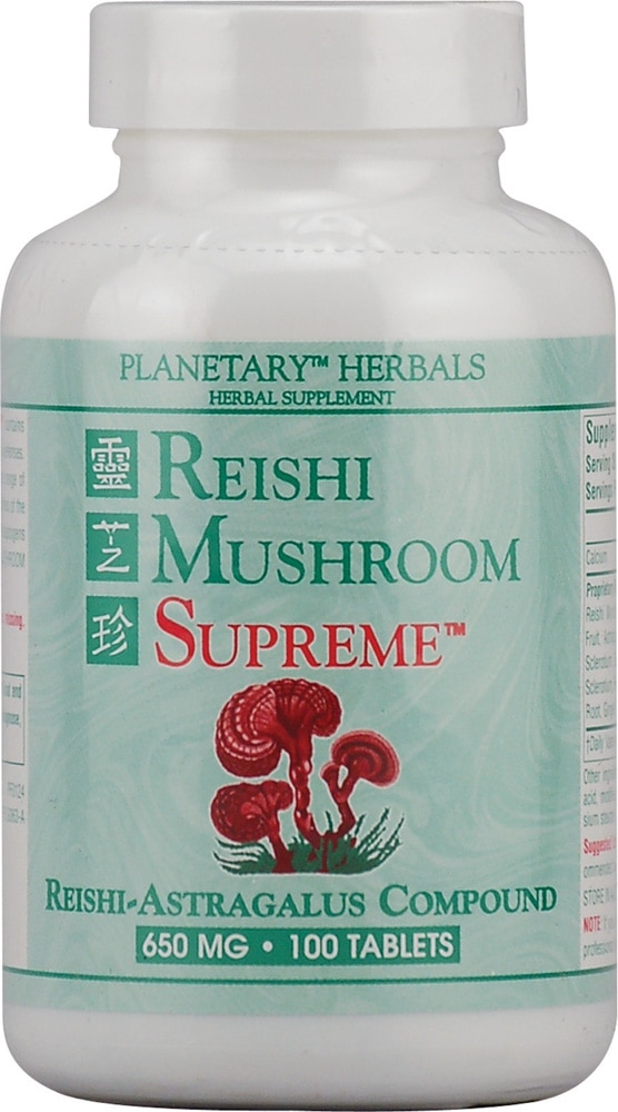 Reishi Mushroom Supreme™ -- 650 mg - 100 Tablets (Таблетки) Planetary Herbals