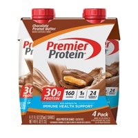 30g Protein Shakes Chocolate Peanut Butter -- 11 fl oz (Жидкие унции) Each / Pack of 4 Premier Protein