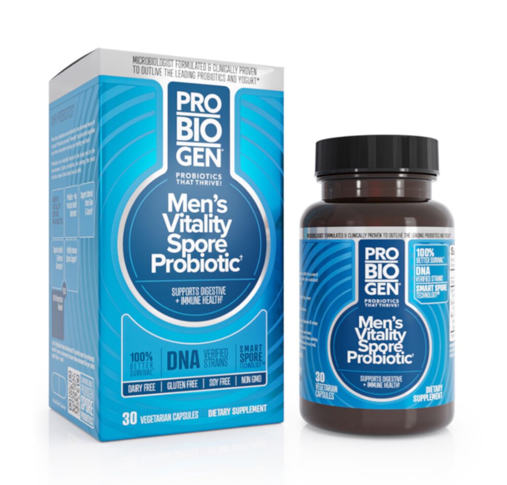 Probiogen Men's Vitality Spore Probiotic с технологией Smart Spore™ -- 60 вегетарианских капсул Probiogen
