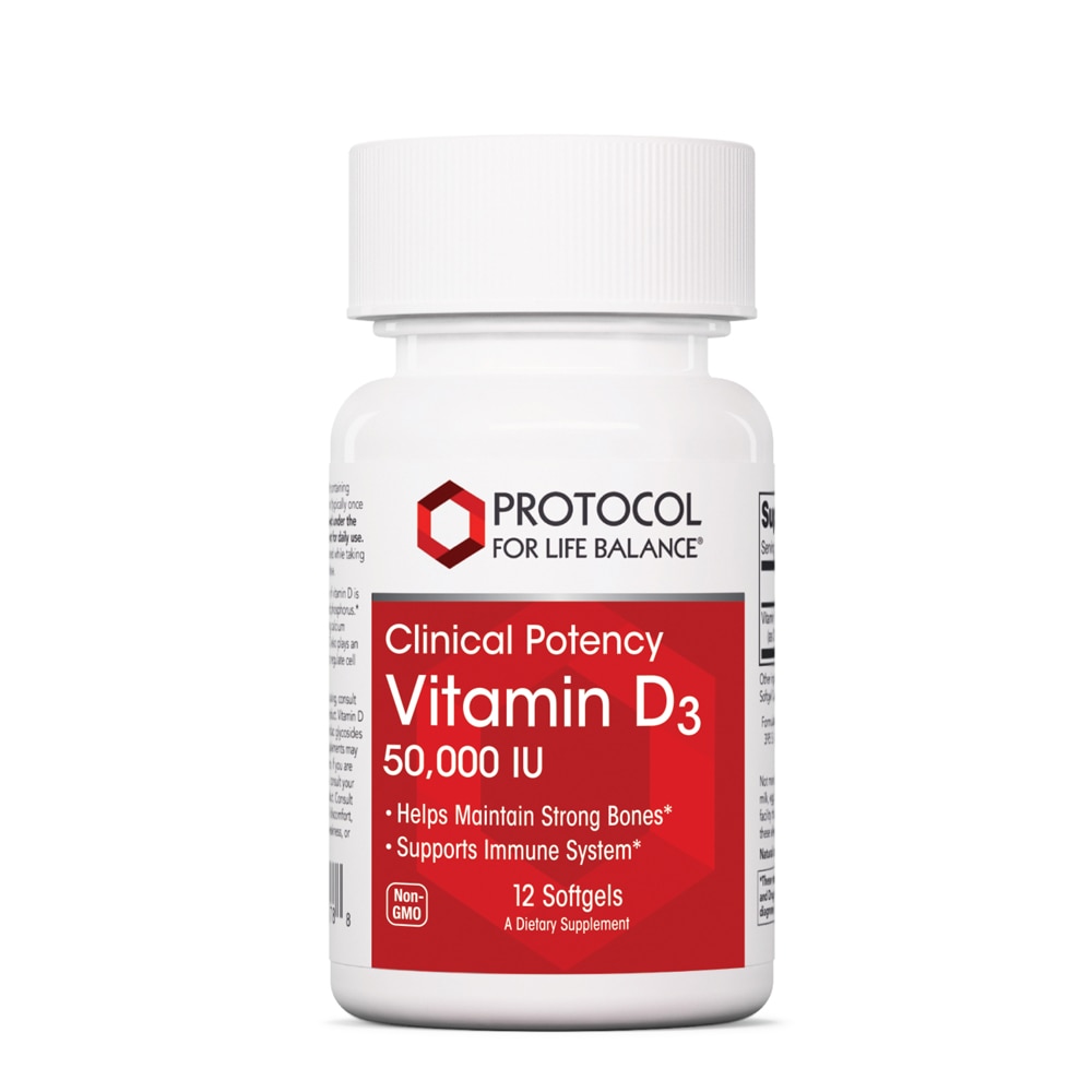 Vitamin D3 -- 50000 IU - 12 Softgels (Мягкие капсулы) Protocol for Life Balance