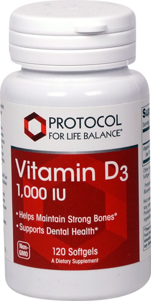 Vitamin D3 -- 1000 IU - 120 Softgels (Мягкие капсулы) Protocol for Life Balance