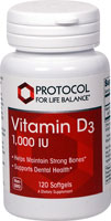 Vitamin D3 -- 1000 IU - 120 Softgels (Мягкие капсулы) Protocol for Life Balance