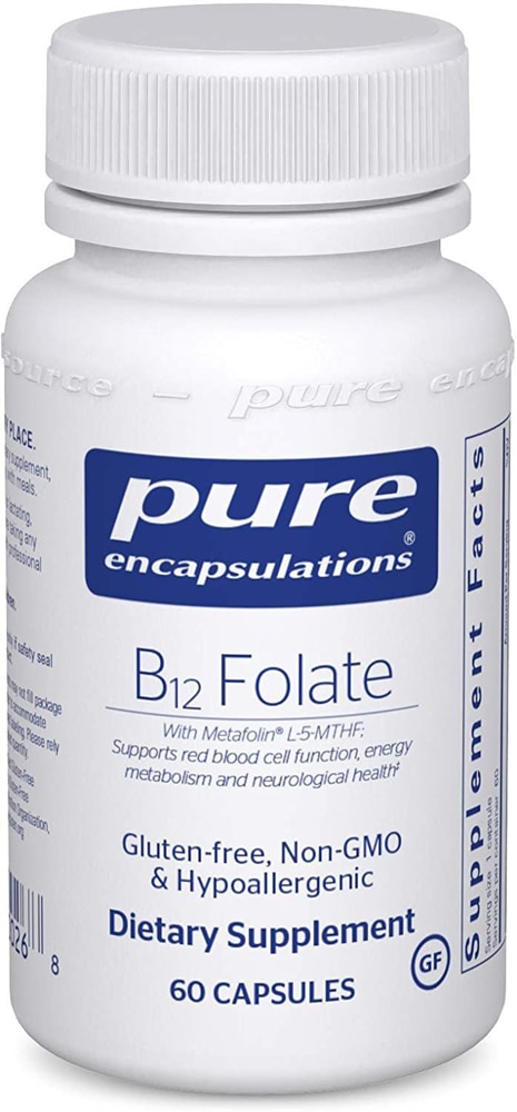 B12 Фолат с Metafolin® L-5-MTHF, 60 капсул Pure Encapsulations