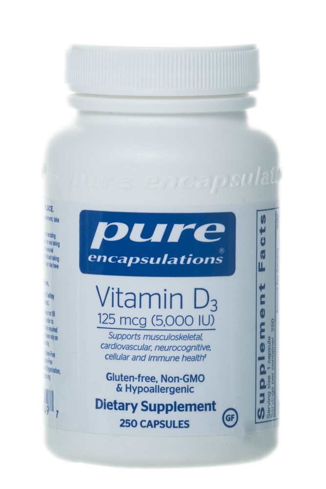 Витамин D3 - 125 мкг (5000 МЕ) - 250 капсул - Pure Encapsulations Pure Encapsulations