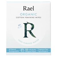 Rael Organic Feminine Wipes — 10 салфеток в индивидуальной упаковке Rael