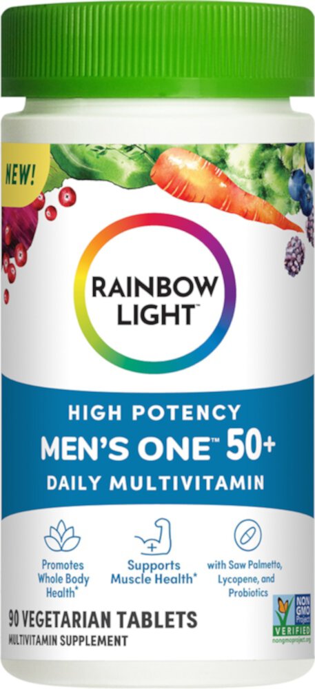 Rainbow Light Men's One 50 Plus Daily Multivitamin — 90 вегетарианских таблеток Rainbow Light