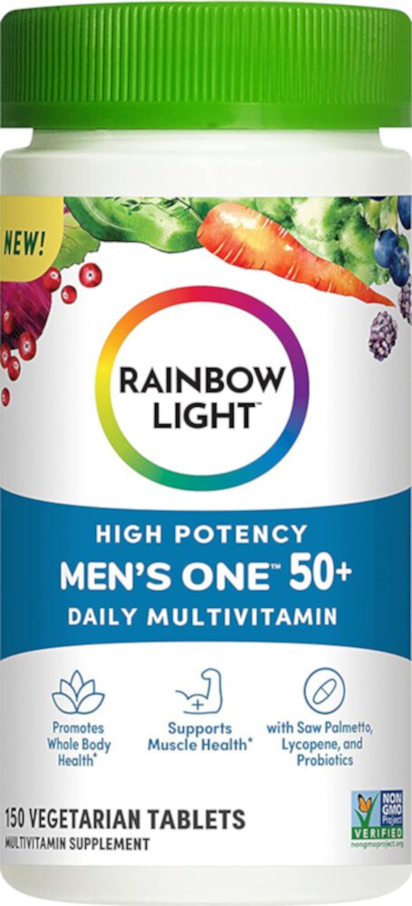Rainbow Light Men's One 50 Plus Daily Multivitamin — 150 вегетарианских таблеток Rainbow Light
