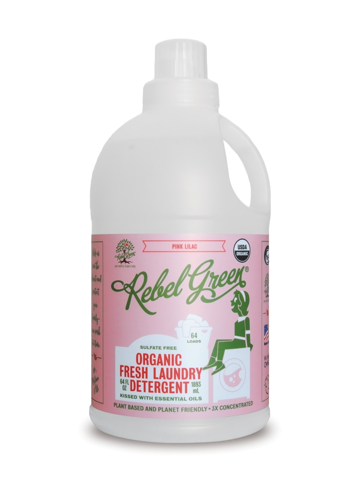 Органический жидкий стиральный порошок Fresh Pink Lilac -- 64 жидких унции/64 загрузки Rebel Green